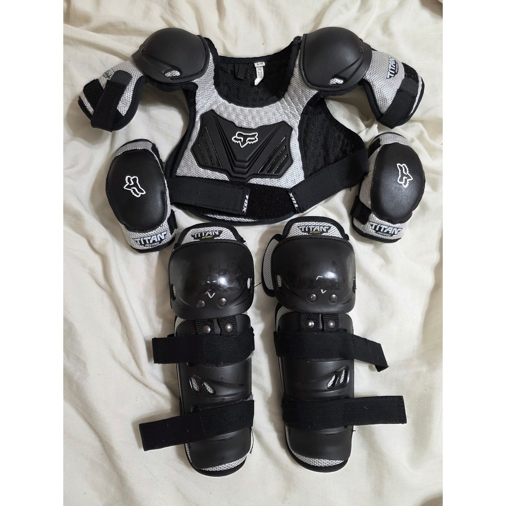 Fox Racing Peewee Titan Sport Kids Roost Deflector Chest Elbow Knee Guard Set SM